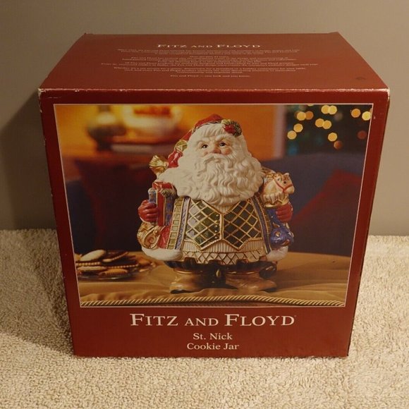 VERY LARGE Fitz and Floyd St Nick Collection Santa Cookie Jar With Box 2003 - Picture 1 of 8